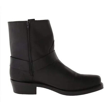 Ankle High Black Leather Biker Boots for Women
