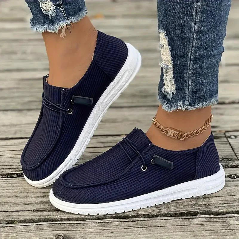 Mika Shoes | Casual Ribbed Design Rubber Sole Slip-On Shoes