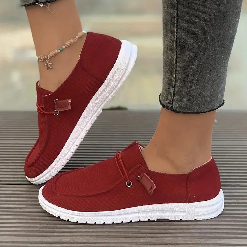 Mika Shoes | Casual Ribbed Design Rubber Sole Slip-On Shoes
