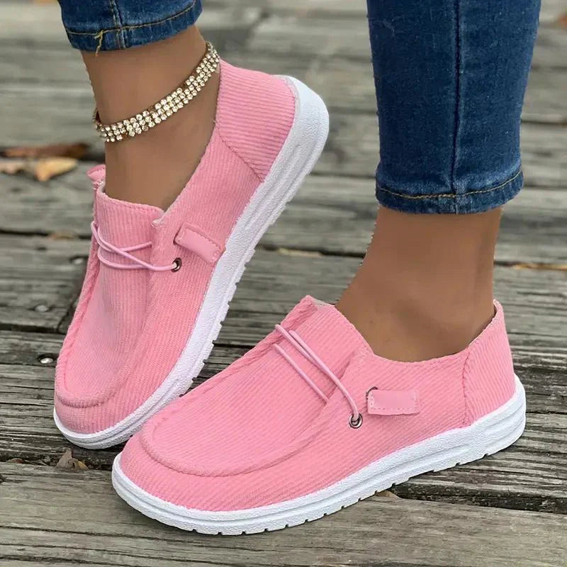 Mika Shoes | Casual Ribbed Design Rubber Sole Slip-On Shoes
