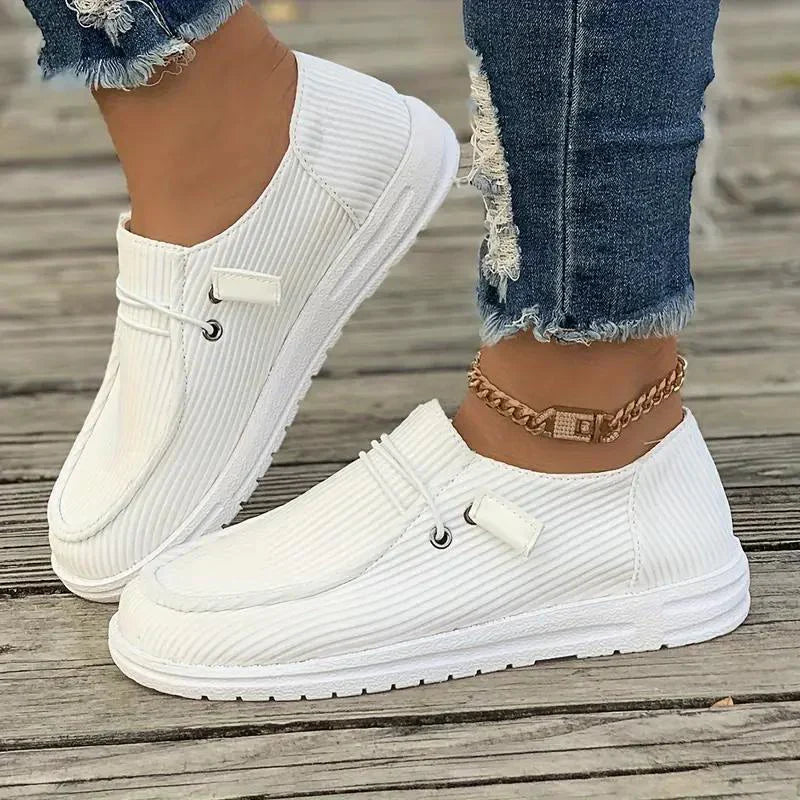 Mika Shoes | Casual Ribbed Design Rubber Sole Slip-On Shoes