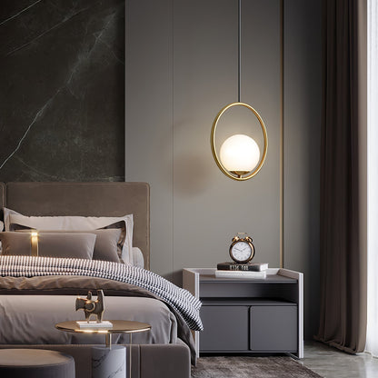 Sleek Glass Pendant Ceiling Light with Brass Accent