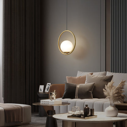 Sleek Glass Pendant Ceiling Light with Brass Accent
