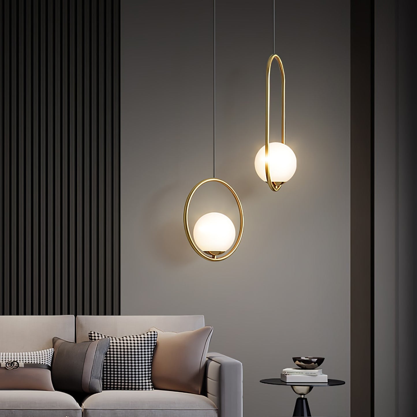 Sleek Glass Pendant Ceiling Light with Brass Accent