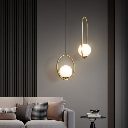 Sleek Glass Pendant Ceiling Light with Brass Accent