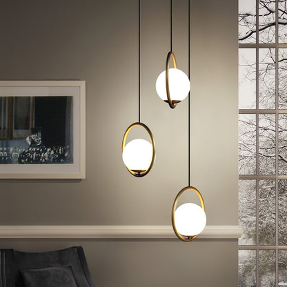 Sleek Glass Pendant Ceiling Light with Brass Accent