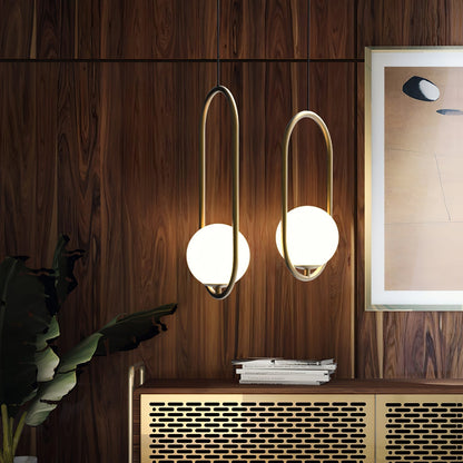 Sleek Glass Pendant Ceiling Light with Brass Accent