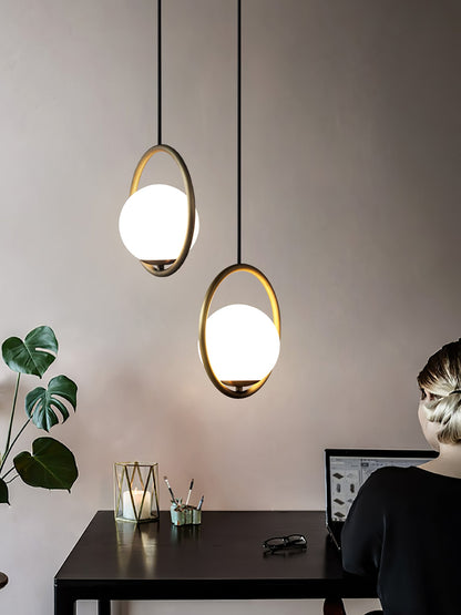 Sleek Glass Pendant Ceiling Light with Brass Accent