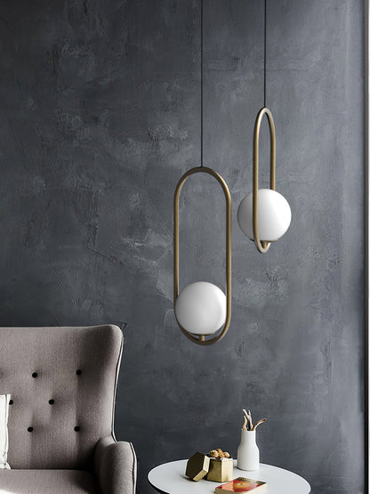 Sleek Glass Pendant Ceiling Light with Brass Accent