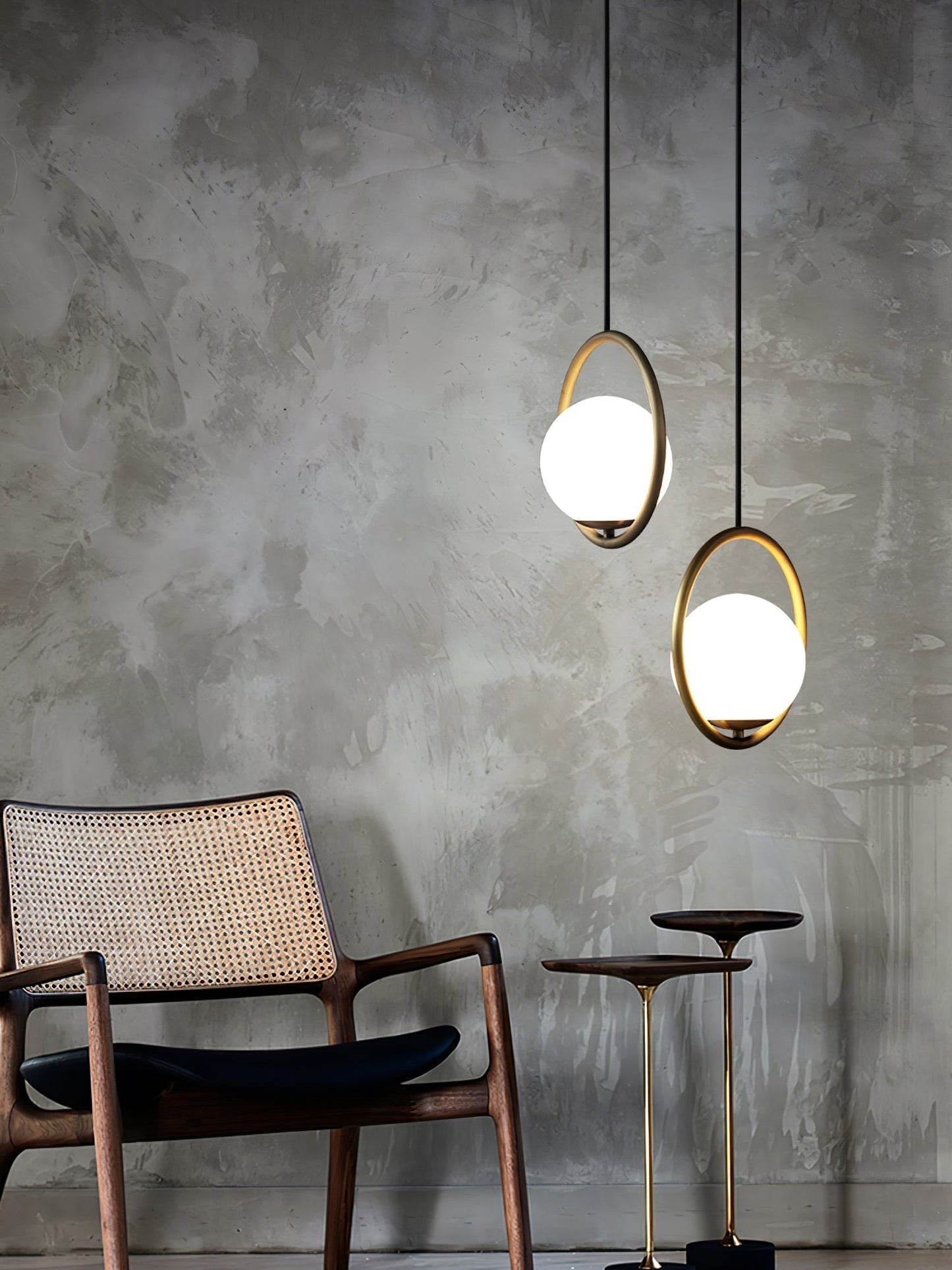 Sleek Glass Pendant Ceiling Light with Brass Accent