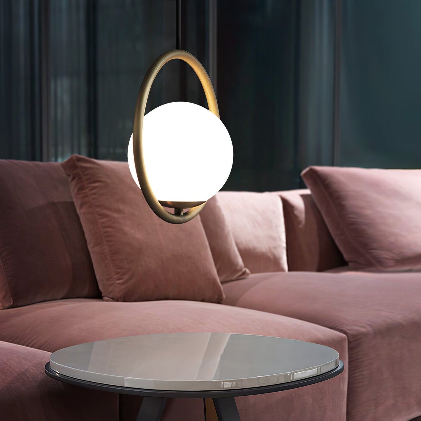 Sleek Glass Pendant Ceiling Light with Brass Accent