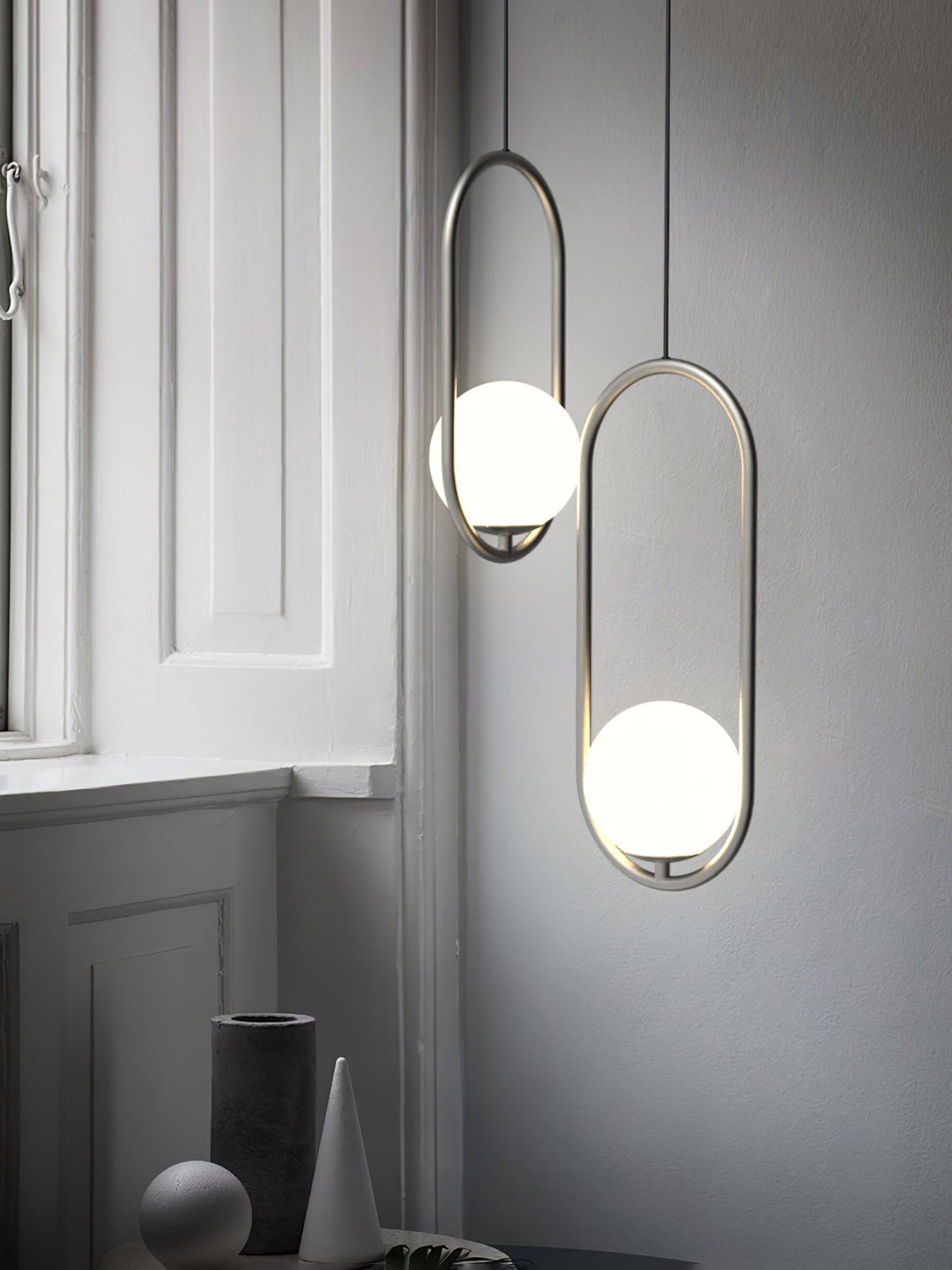 Sleek Glass Pendant Ceiling Light with Brass Accent