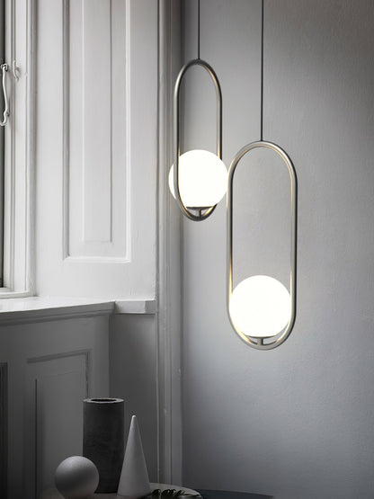 Sleek Glass Pendant Ceiling Light with Brass Accent