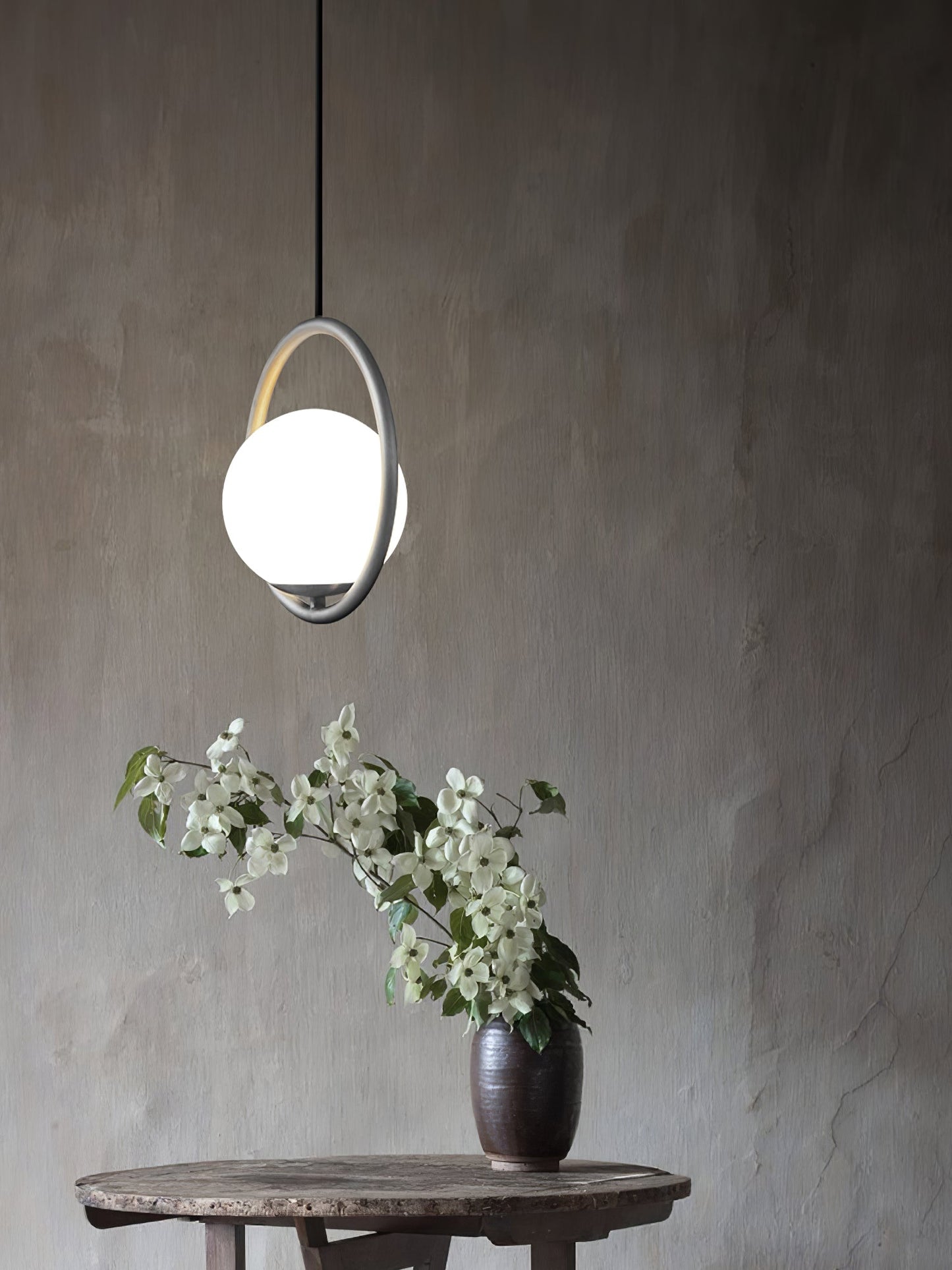 Sleek Glass Pendant Ceiling Light with Brass Accent