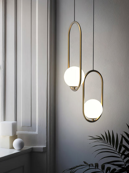 Sleek Glass Pendant Ceiling Light with Brass Accent