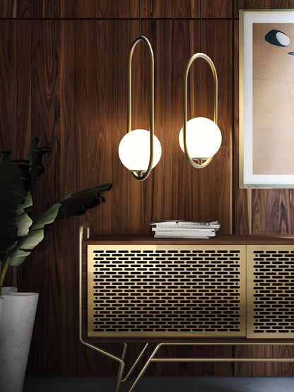 Sleek Glass Pendant Ceiling Light with Brass Accent