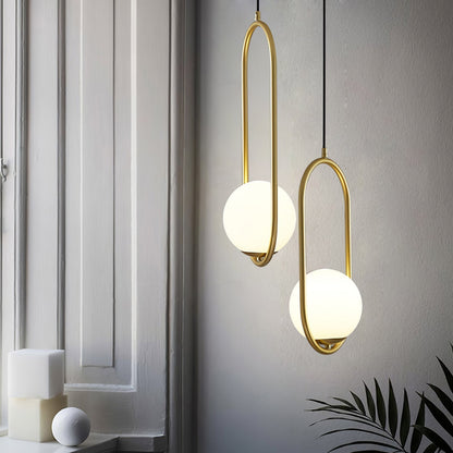 Sleek Glass Pendant Ceiling Light with Brass Accent
