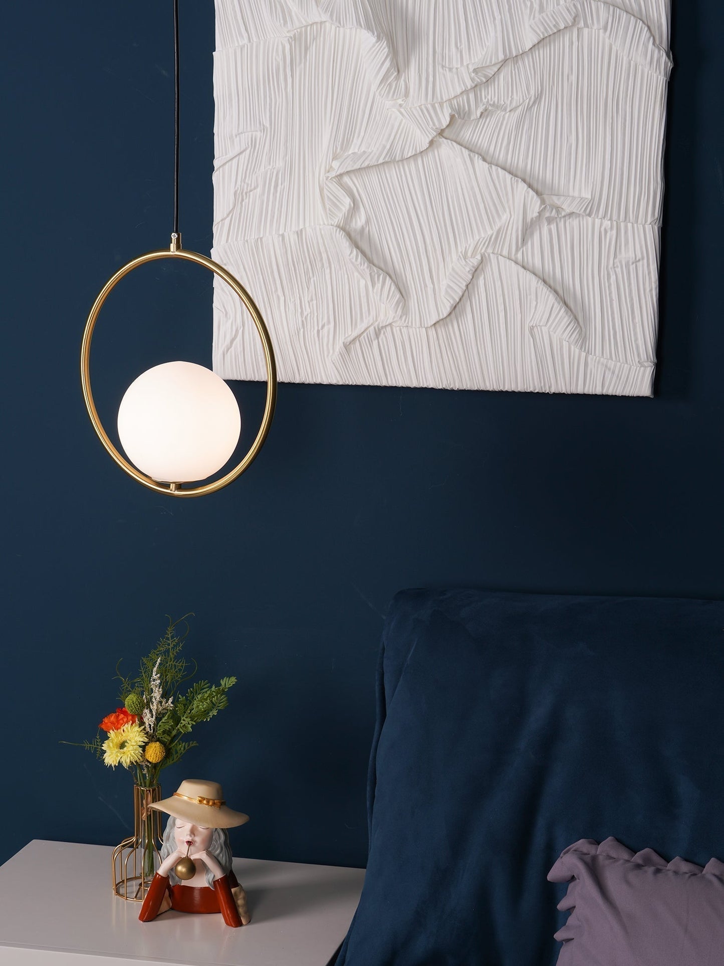 Sleek Glass Pendant Ceiling Light with Brass Accent