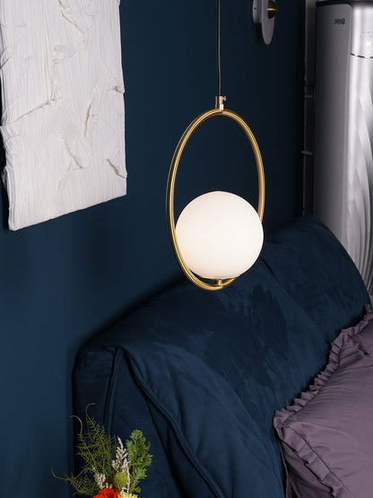 Sleek Glass Pendant Ceiling Light with Brass Accent