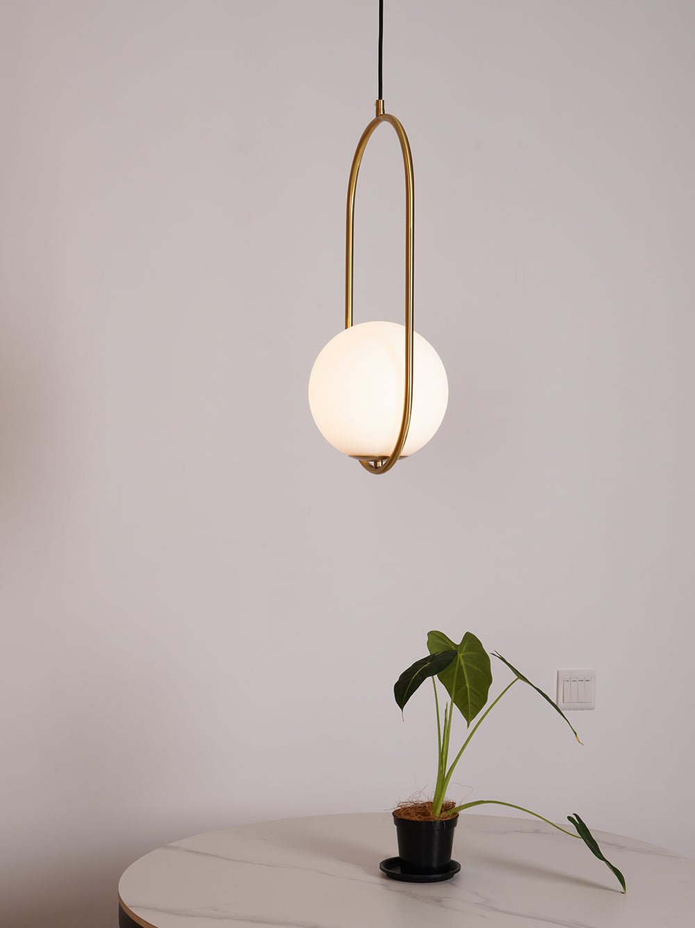 Sleek Glass Pendant Ceiling Light with Brass Accent