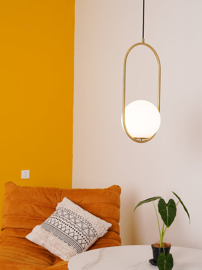 Sleek Glass Pendant Ceiling Light with Brass Accent