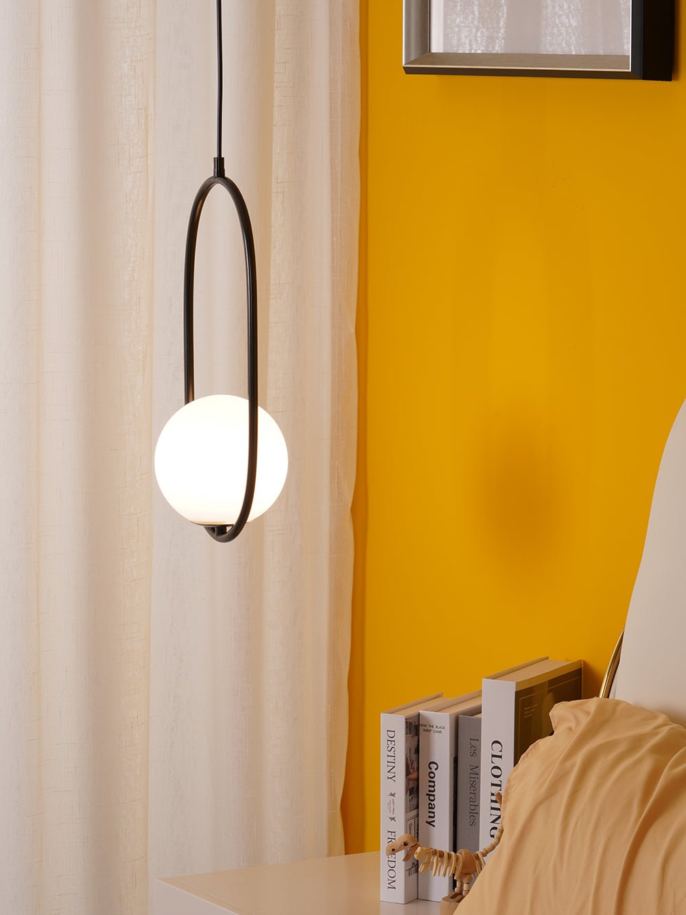 Sleek Glass Pendant Ceiling Light with Brass Accent