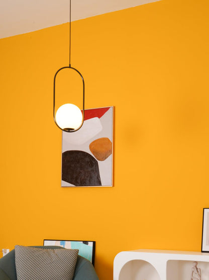Sleek Glass Pendant Ceiling Light with Brass Accent