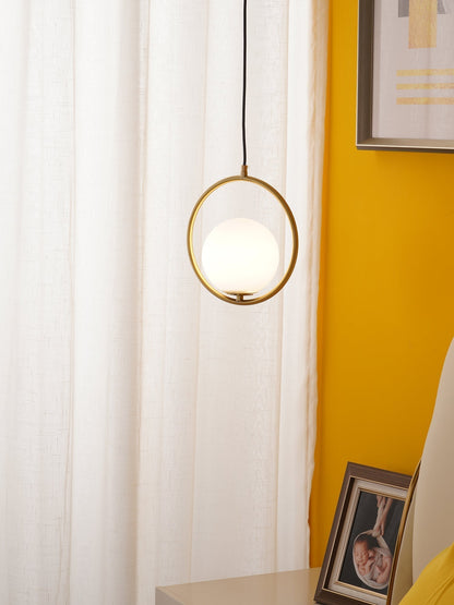 Sleek Glass Pendant Ceiling Light with Brass Accent