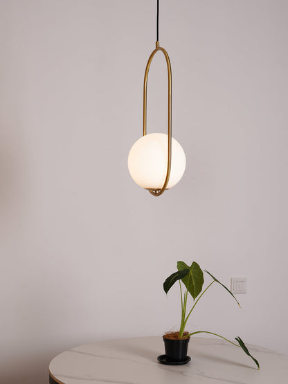 Sleek Glass Pendant Ceiling Light with Brass Accent