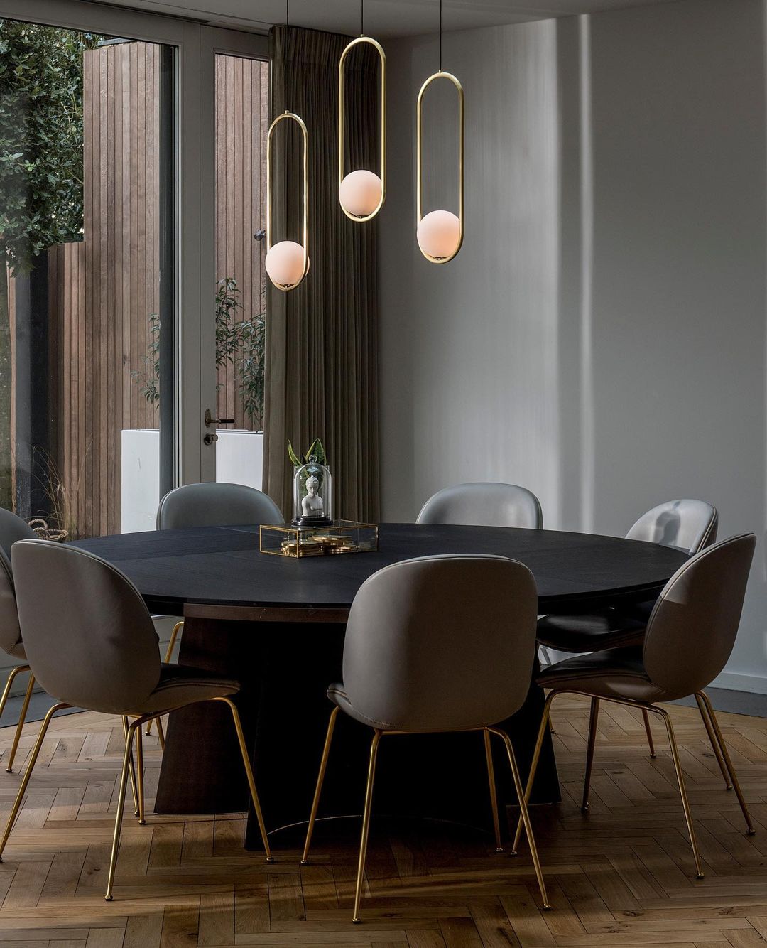 Sleek Glass Pendant Ceiling Light with Brass Accent