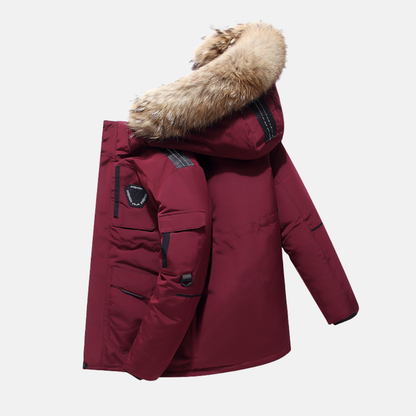 Warm Fur Trimmed Men's Winter Parka Coat