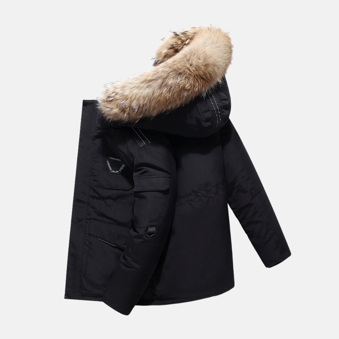 Warm Fur Trimmed Men's Winter Parka Coat
