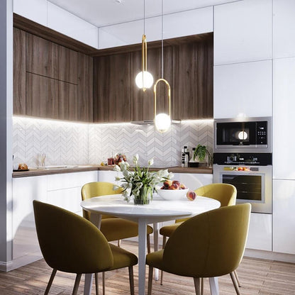 Sleek Glass Pendant Ceiling Light with Brass Accent