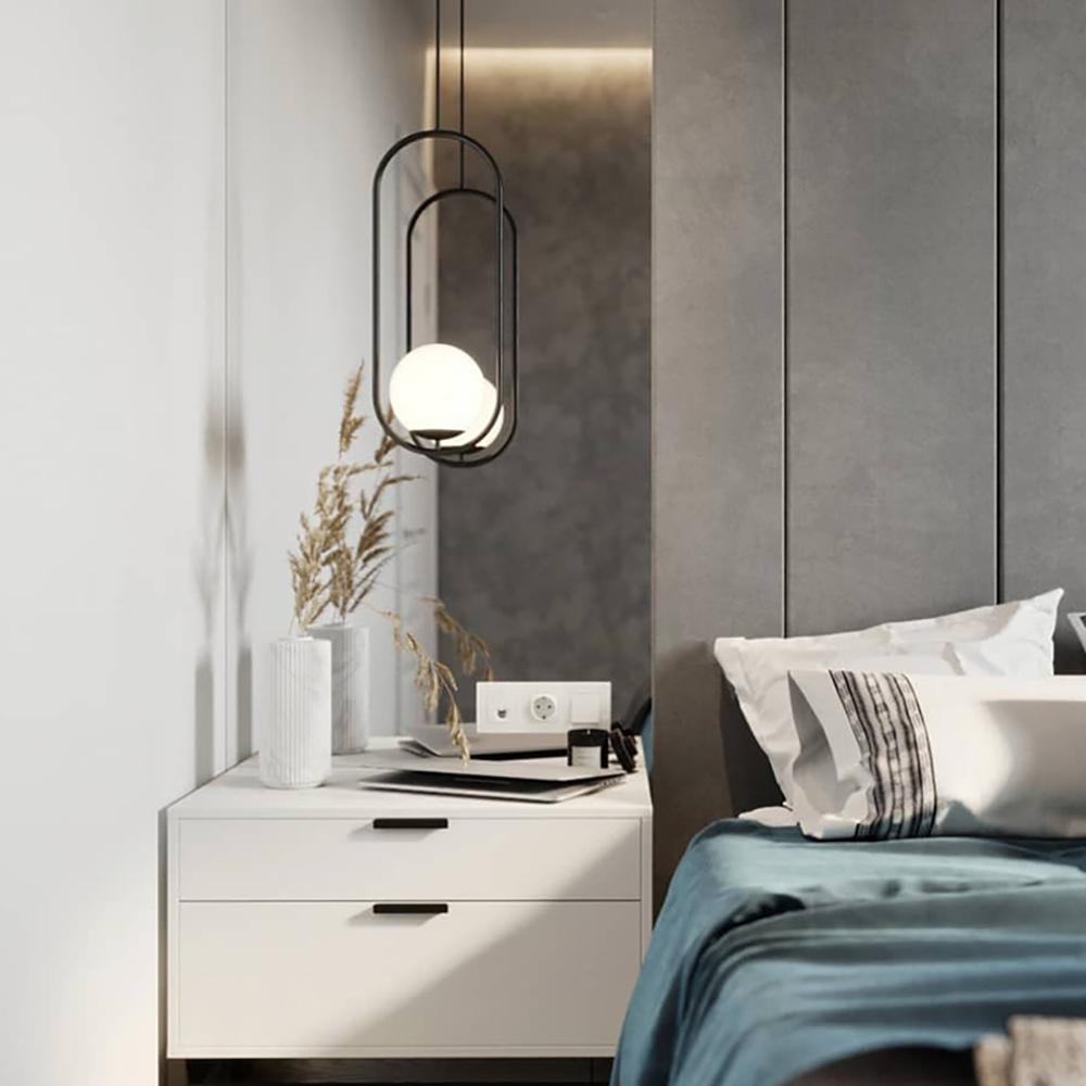 Sleek Glass Pendant Ceiling Light with Brass Accent