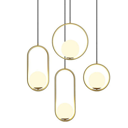 Sleek Glass Pendant Ceiling Light with Brass Accent