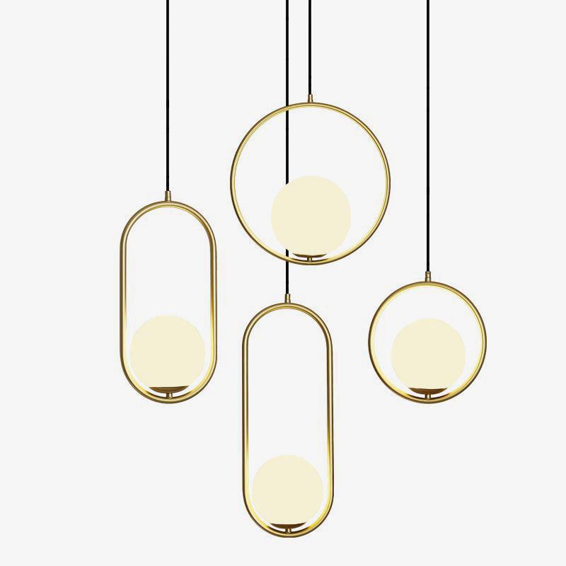 Sleek Glass Pendant Ceiling Light with Brass Accent