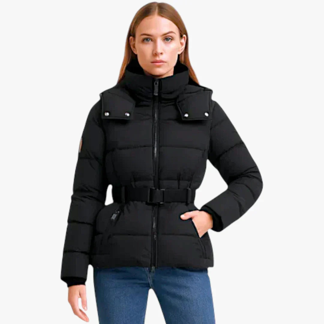 Waterproof Parka Jacket for Ladies with Belt - OutfitLondon