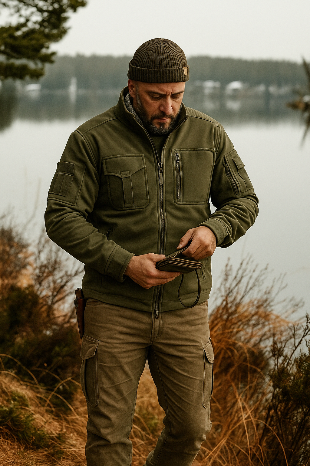 Warm Cargo Fleece Mens Coat - OutfitLondon