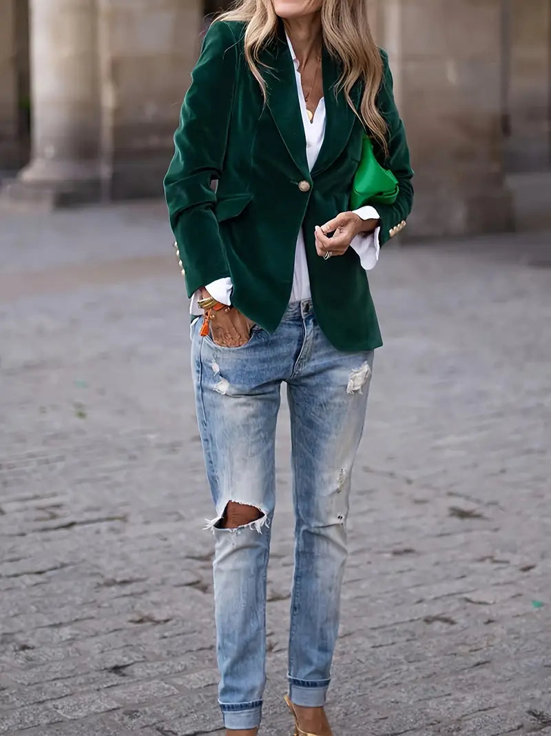 Ladies' Luxe Golden Button Jacket