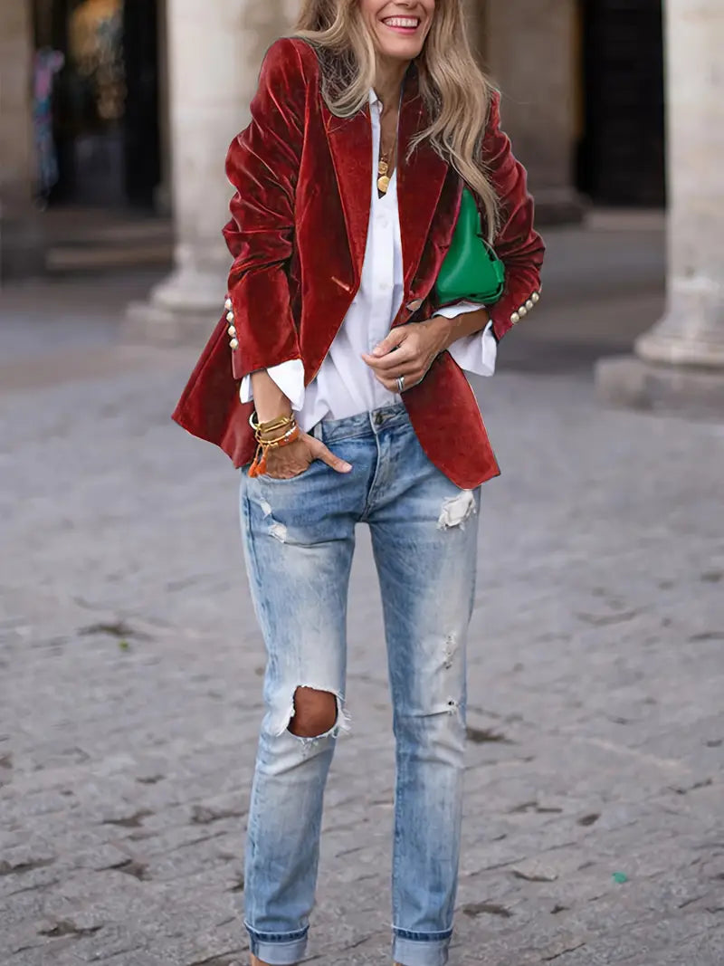 Ladies' Luxe Golden Button Jacket