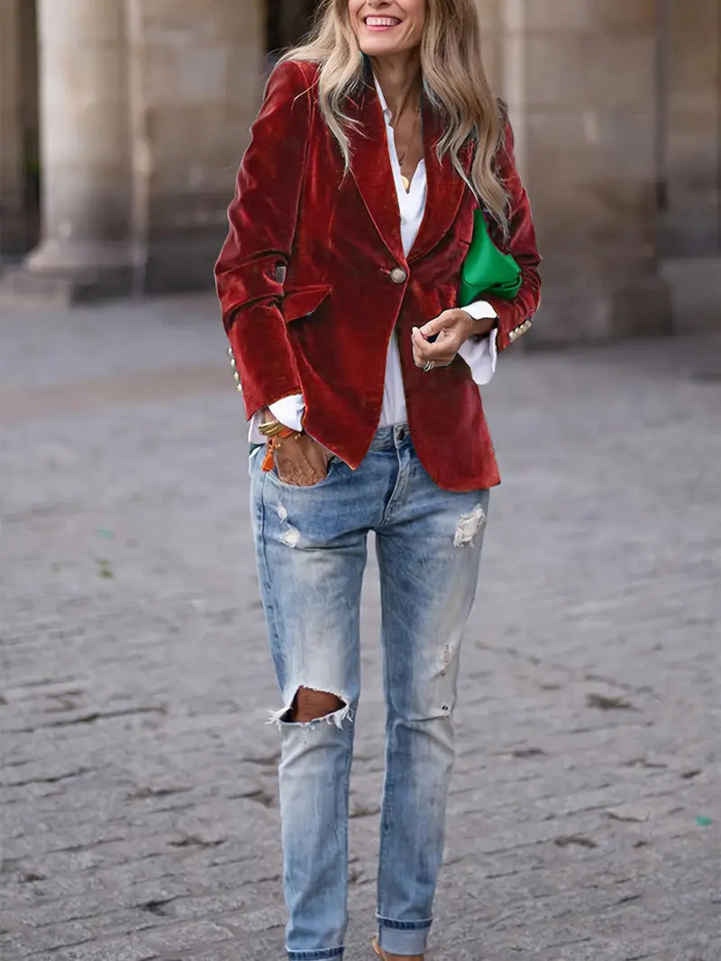 Ladies' Luxe Golden Button Jacket