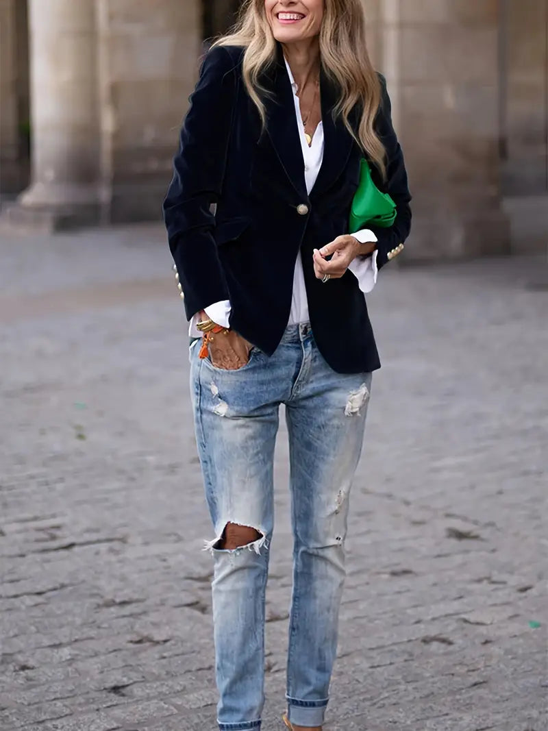 Ladies' Luxe Golden Button Jacket