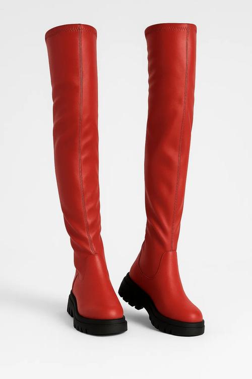 Women's Stylish Leather Over-the-Knee Thigh High Boots with Chunky
