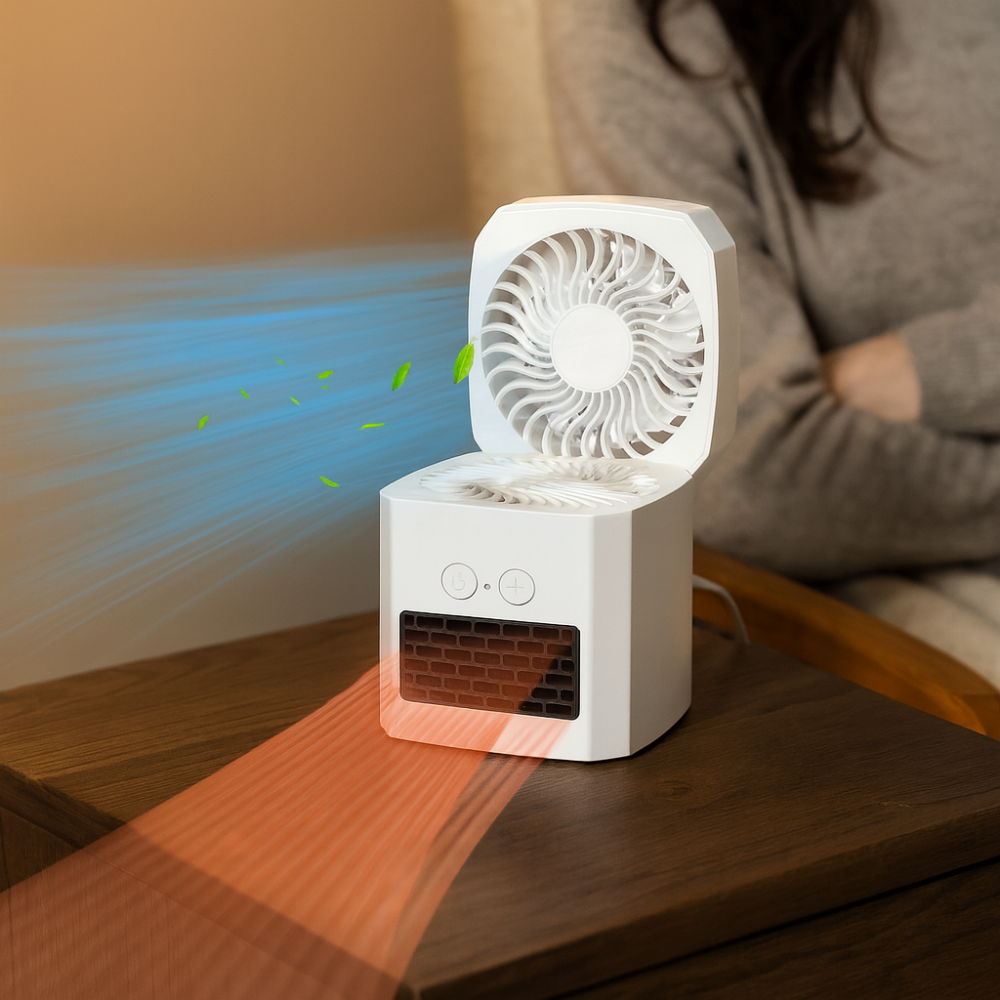Compact Portable Heater and Desk Fan for Home Office - OutfitLondon