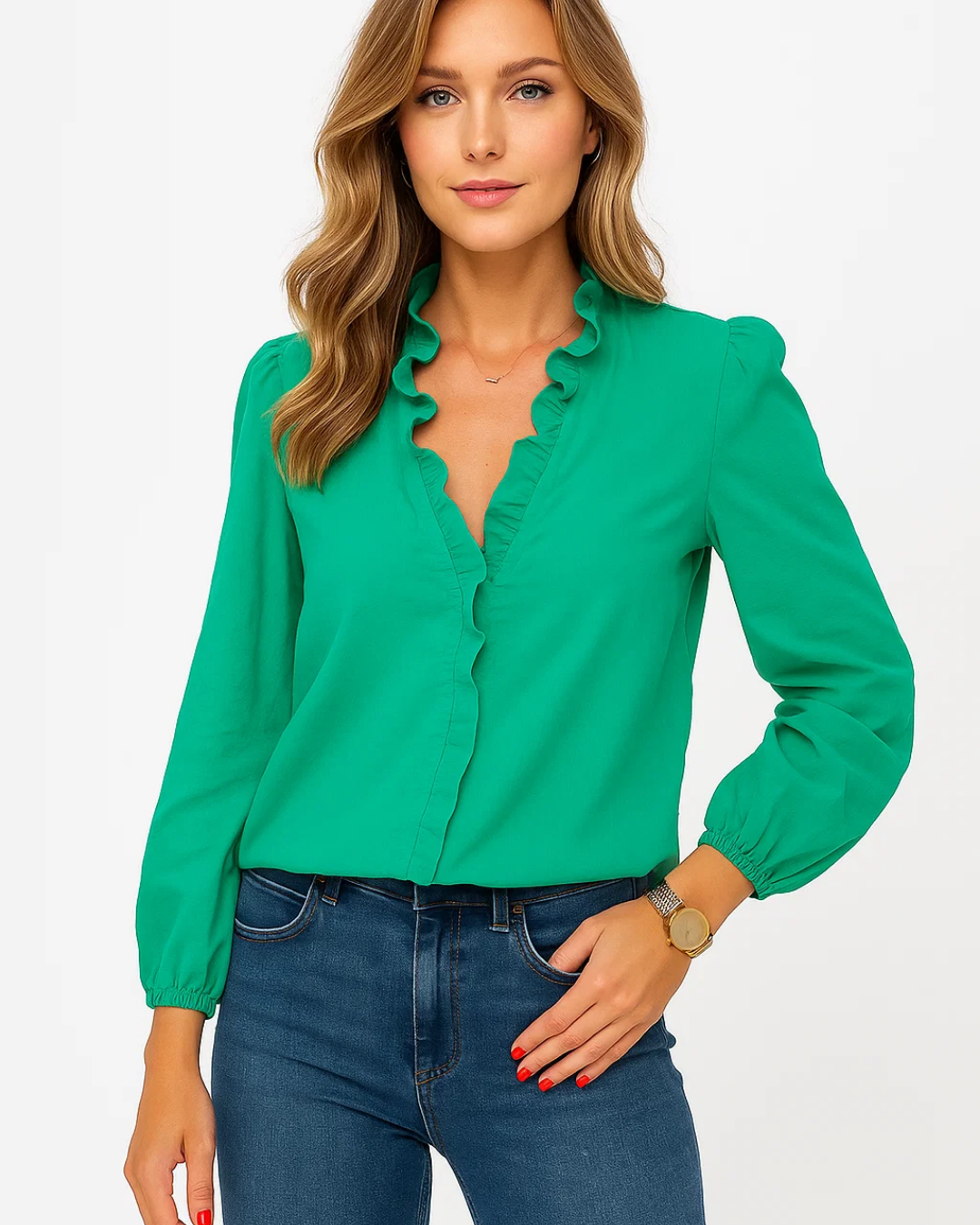 Women's Ruffled Long Sleeve Blouse