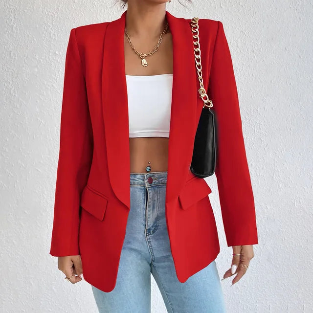 Women's Classic Fit Open Front Coat with Pockets