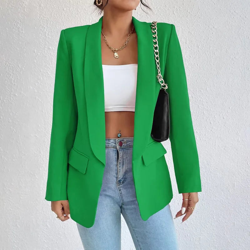 Women's Classic Fit Open Front Coat with Pockets