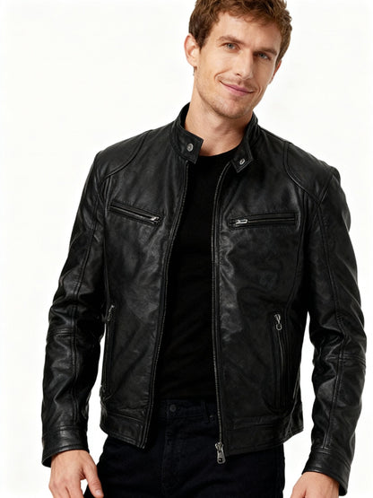 Stylish Mens Biker Leather Coat