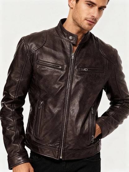 Stylish Mens Biker Leather Coat