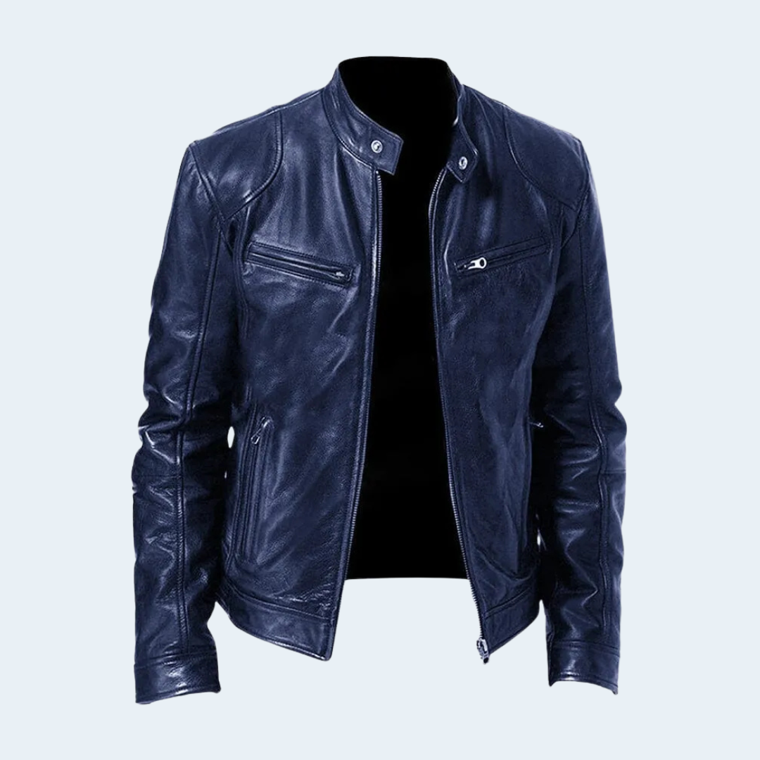 Stylish Mens Biker Leather Coat - OutfitLondon